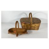 Woven picnic basket and wooden collapsing fruit