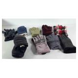 9 pairs of gloves including two North Face