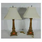 Pair of table lamps with shades. 30" high.