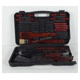 BBQ grilling set, case melted on side