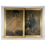 Blue Boy and Pinkie prints on board, framed, each