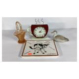 Home decor, ceramic cheese board, glass basket