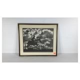 Horse jumping print, nicely framed and double