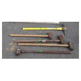 5pc Tools lot, splitting mauls, sledge hammers,