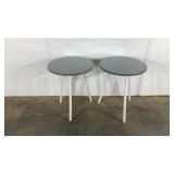 Two 20? diameter tables with glass toppers