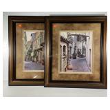 Two village street scene pictures, nicely framed
