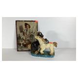 Chalk ware horse statue and early picture,