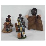 Black Americana Hand puppet and 5 figurines. 2
