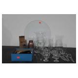 Clear glass, round table top, sundae dishes,