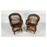 Two wicker doll chairs