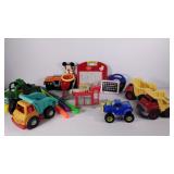 Toy group, trucks, magnadoodle, water wands and