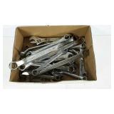 Flat of assorted size and brand wrenches.