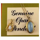 Gold filled opal pendant necklace 18in