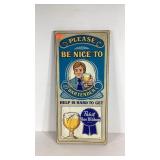 Advertising wooden Pabst Blue Ribbon sign, 11x24