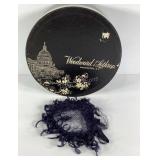 Woodward & Lothrop hatbox with blue net hat