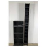 Laminate storage towers, tallest is IKEA brand,