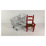 Doll size chair and grocery cart