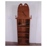 Country craft clock bookcase, 65" tall