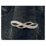 CZ Crossover Band, Sterling Silver 2.1 grams,