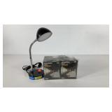 LED gooseneck lamp and two 150 w flood light