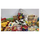 Toys , plush dolls, mega blocks, Fisher-Price,