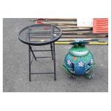 2pc Gardening decor lot, tin made Painted Frog