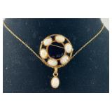 Gold filled and opal pin and matching necklace