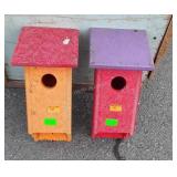 Two Bird Houses, made from colorful Trex type