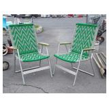 2 Aluminum framed Folding lawn Chairs, Note