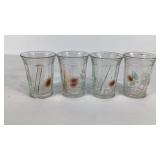Painted Northwood glass tumblers, 4 inches tall,