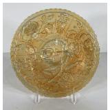 Carnival glass rose 9? tic bit plate