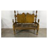 Bench seat made from acorn post bed frame, age