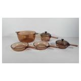 Visionwear cook ware: two Skillets, three