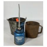 Metalwares, Rainbow pump oiler, mug and small