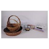 Home goods group, 6 wine glasses, glass jars,