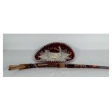 Sombrero and Jamaica Carved Walking Stick