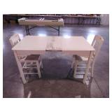 Dining table and two chairs, insert included