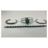 Four turquoise bracelets