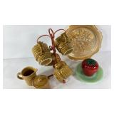 Vintage cream & sugar and coffee cups with tree,