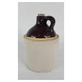 Brown over white jug 9 inches tall