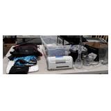 Misc Items lot, Decanter, vase, computer bags,