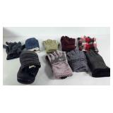 9 pairs of gloves including two North Face