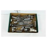Flat of assorted ratchets, sockets and Allen