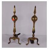 Andirons, brass tone, seller code 65