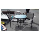 3pc Balcony Table set, 30" round glass top Table