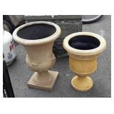 Two Outdoor Urn Planters, 12x18" and 14x22". Both