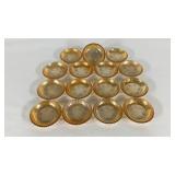 Carnival glass, fifteen coasters