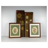 Wall art, two painted pieces of bar wood and two n