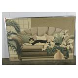 Large mixed media painting, framed, 60x40