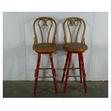 Two swivel bar stools, 32" to seat, ready for a